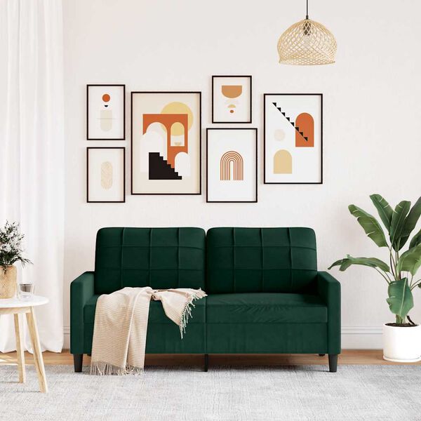 vidaXL 2 S&aelig;ta S&oacute;fi D&ouml;kkgr&aelig;nn 140 cm Flauel