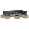 vidaXL Gar&eth;s&oacute;fa sett me&eth; p&uacute;&eth;i 9 pcs Lj&oacute;sgr&aacute;r p&oacute;l&yacute;rattan