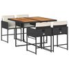 vidaXL 5 Hluta Gar&eth;bor&eth;stofusett me&eth; Sessum Svart P&oacute;l&yacute;rattan