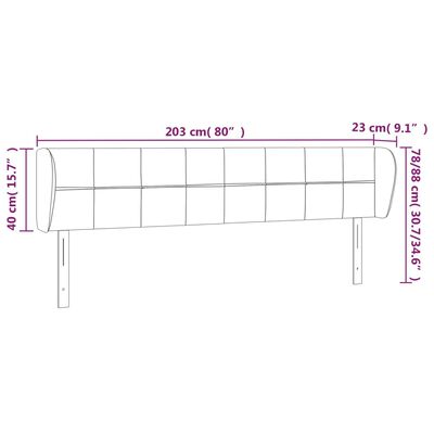 vidaXL Höfðagafl með Eyrum 203x23x78/88 cm Svört Flauel