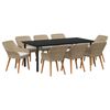 vidaXL Gar&eth;ur bor&eth;sett me&eth; p&uacute;&eth;i 9 pcs Drapplita&eth;ur p&oacute;l&yacute;rattan
