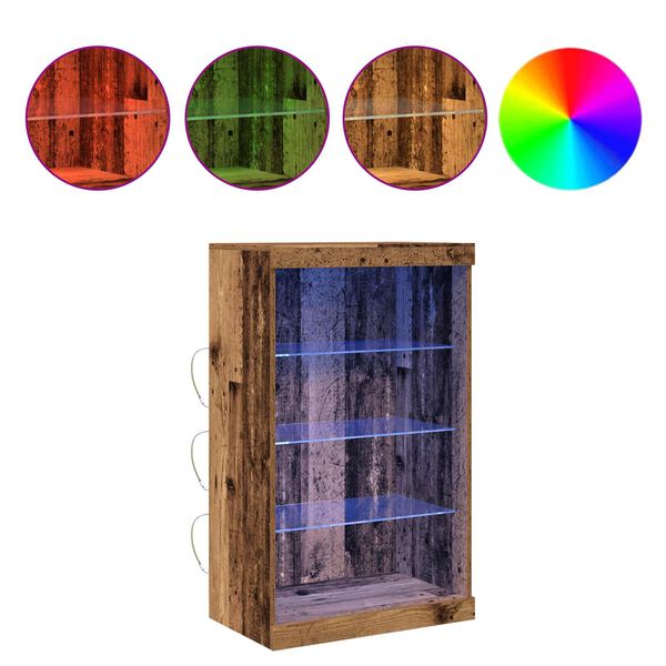 vidaXL LED Hli&eth;arsk&aacute;pur Gamalt timbur 60,5 x 37 x 100 cm