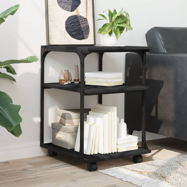 vidaXL Prentarastandur 3 hæða Svartur 43x48x64 cm Samsettur viður