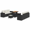 vidaXL Gar&eth;s&oacute;fa sett me&eth; p&uacute;&eth;i 9 pcs Svartur og krem Poly Rattan