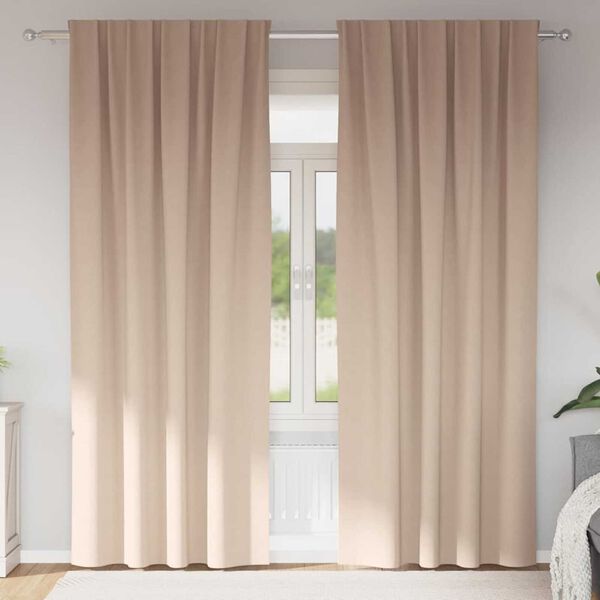 vidaXL Svartgard&iacute;nur me&eth; hringjum 2 pcs M&oacute;gr&aacute;r 245 x 140 cm P&oacute;l&yacute;ester