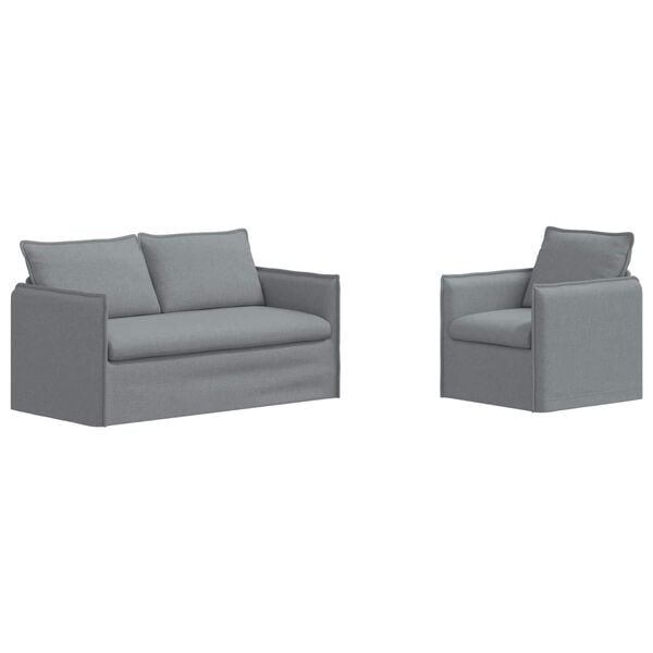 vidaXL S&oacute;fi 2 pcs Lj&oacute;sgr&aacute;r 196 x 82 x 85 cm d&uacute;kur