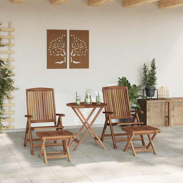 vidaXL Gar&eth;ur bor&eth;sett 4 pcs Br&uacute;nn Solid teak vi&eth;ur