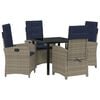 vidaXL Gar&eth;ur bor&eth;sett me&eth; p&uacute;&eth;i 5 pcs Gr&aacute;r p&oacute;l&yacute;rattan