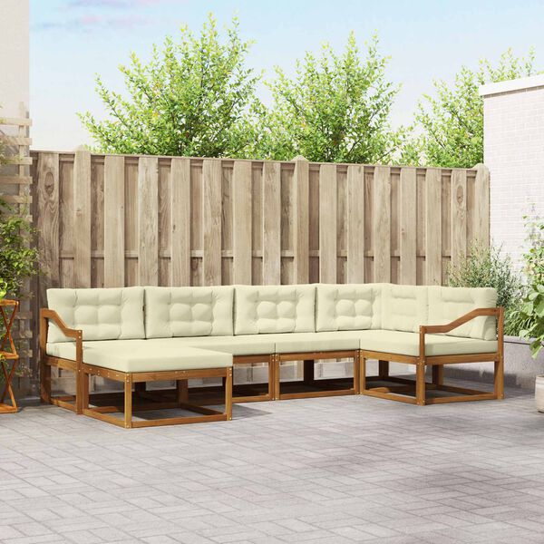 vidaXL &Uacute;ti s&oacute;fasett me&eth; p&uacute;&eth;i 6 pcs N&aacute;tt&uacute;rulegt og Krem