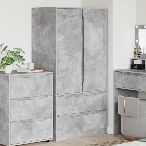 vidaXL Cabinet me&eth; sk&uacute;ffu SteyptGr&aacute;r 79,5 x 49 x 156 cm Verkefnavi&eth;ur