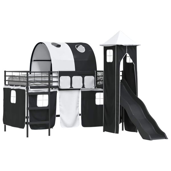 vidaXL Leiksk&aacute;la r&uacute;m fl&ouml;gu Svartur 99,5 x 200 cm M&aacute;lmur