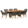 vidaXL Gar&eth;ur bor&eth;sett me&eth; p&uacute;&eth;i 9 pcs Gr&aacute;r p&oacute;l&yacute;rattan