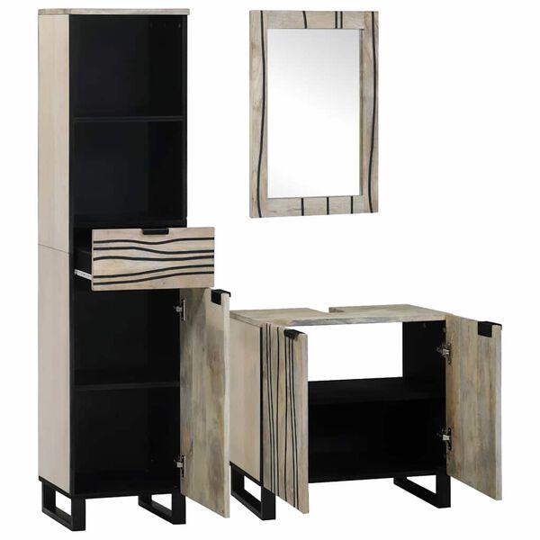 vidaXL Baðherbergismublasett með skúffu 3 pcs Hvítt Samsettur viður