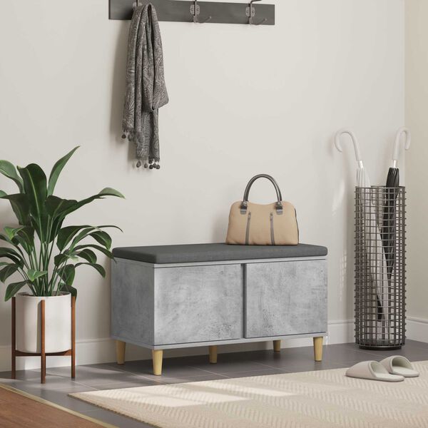 vidaXL Hallarbekk me&eth; p&uacute;&eth;i me&eth; geymslu Steingri&eth; 80 x 38 x 46 cm