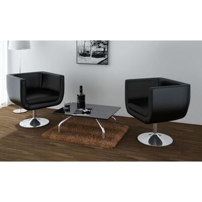 160440 vidaXL Bar Chairs 2 pcs Artificial Leather Black(240041+240041)