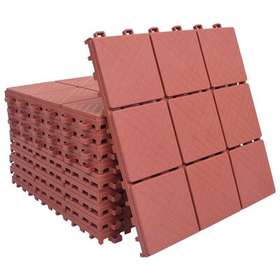48230 vidaXL Decking Tiles 10 pcs Red 30,5x30,5 cm Plastic