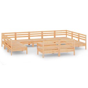 vidaXL 12 Parta Gar&eth;s&oacute;fasett Gegnheill Furuvi&eth;ur