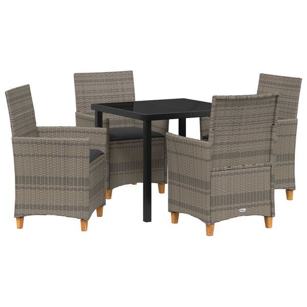vidaXL Gar&eth;ur bor&eth;sett 5 pcs Gr&aacute;r p&oacute;l&yacute;rattan