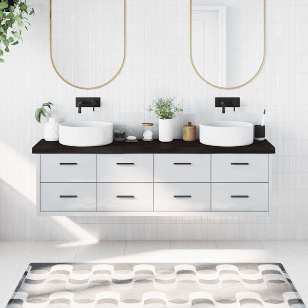 vidaXL Baðherbergisborðplata Brúnn 180x50x(2-6)cm Meðhöndlaður Viður