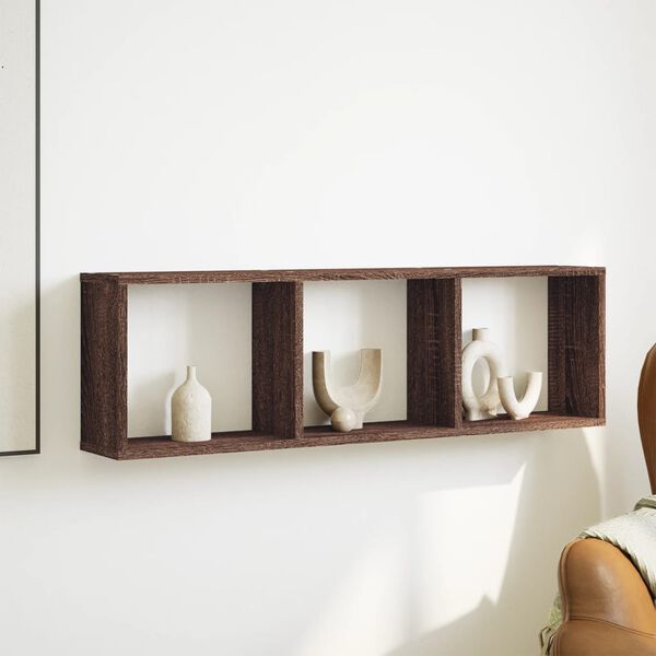 vidaXL Veggfestur Skápur Brún Eik 100x16x30 cm Samsettur Viður