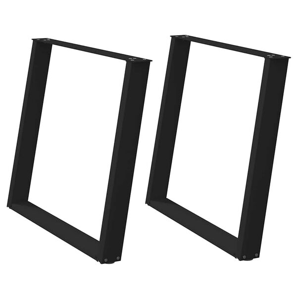 vidaXL bor&eth;stofubor&eth;sf&aelig;tur U-laga 2 stk. svart 90x(72-73) cm st&aacute;l