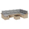vidaXL Gar&eth;s&oacute;fa sett me&eth; p&uacute;&eth;i 9 pcs Beige og lj&oacute;sgr&aacute;r p&oacute;l&yacute;rattan