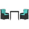 vidaXL Gar&eth;ur bor&eth;sett 3 pcs Svartur Poly rattan