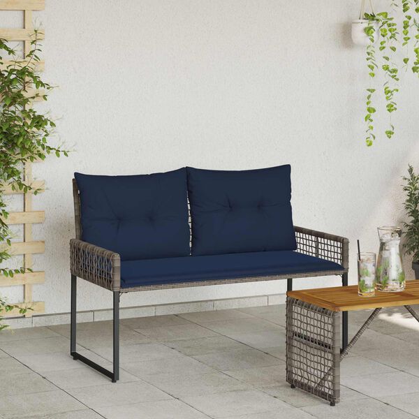 vidaXL &Uacute;tibekkur Gery og Navy 118 x 55 x 82 cm PE rattan og efni