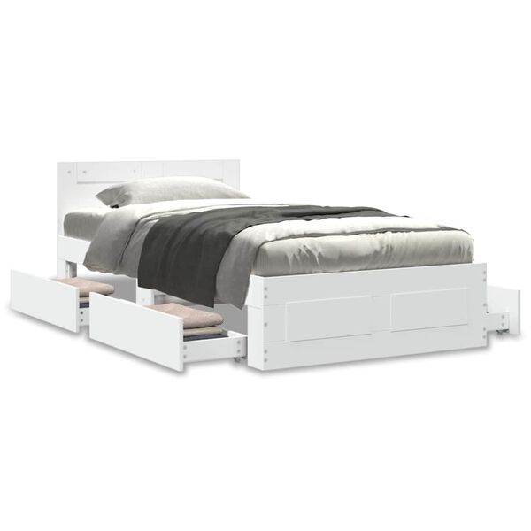 vidaXL R&uacute;mgrind me&eth; H&ouml;fu&eth;gafli &aacute;n D&yacute;nu Hv&iacute;tur 90x200 cm