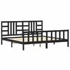 vidaXL R&uacute;mgrind me&eth; H&ouml;fu&eth;gafli Svartur 200x200 cm Gegnheill Vi&eth;ur