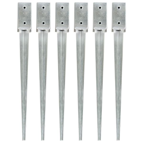 vidaXL Jar&eth;festingar 6 stk Silfur 7 x 7 x 75 cm Galvanisera&eth; st&aacute;l