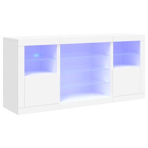vidaXL Skenkur me&eth; LED Lj&oacute;sum Hv&iacute;tur 142,5x37x67 cm