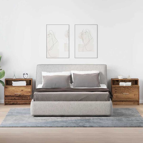 vidaXL N&aacute;ttbor&eth;ssk&aacute;par me&eth; sk&uacute;ffu 2 stk Old Wood 51x31x47 cm