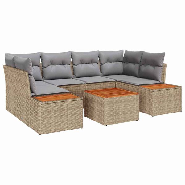 vidaXL Gar&eth;s&oacute;fa sett me&eth; p&uacute;&eth;i 6 pcs Drapplita&eth;ur Poly rattan