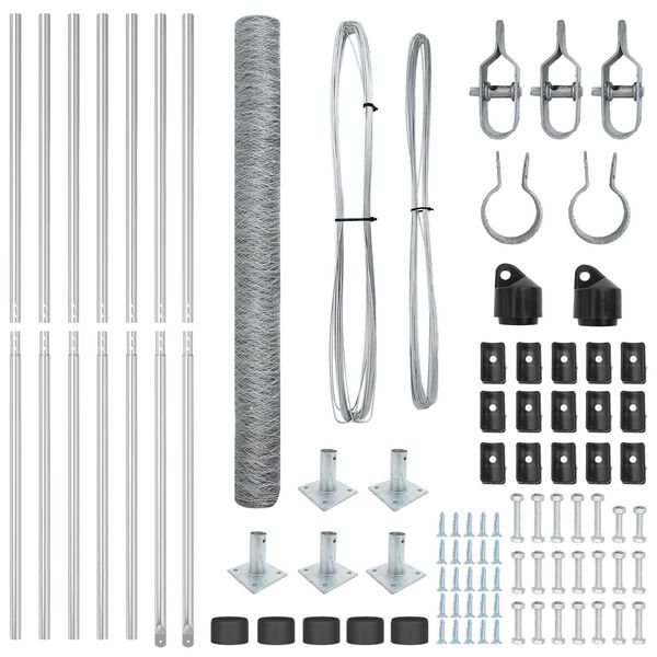 vidaXL Gir&eth;ingarp&oacute;stur Silfur 10 x 1,4 m (36 mm net) St&aacute;l