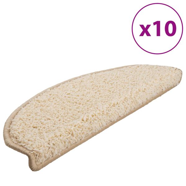 vidaXL Stigamottur 10 stk 65x21x4 cm kremlita&eth;ar h&aacute;lfhringlaga st&oacute;rar