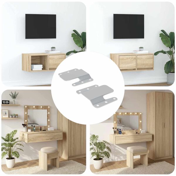 vidaXL Fl&ouml;t festing 2 pcs Silfur 75 x 66 x 1,4 mm St&aacute;l