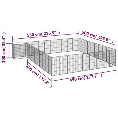 vidaXL Hundaleikgrind 42 Grindur 50x100 cm Svart Dufthúðað Stál