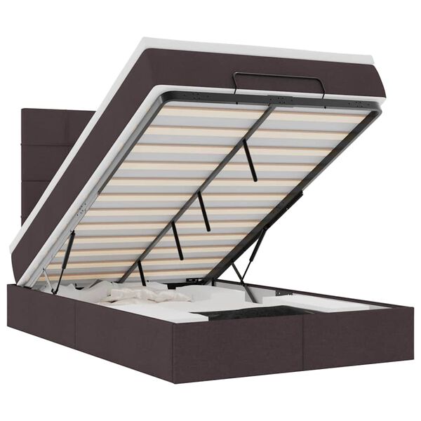 vidaXL Ottoman r&uacute;mgrind me&eth; d&yacute;nu D&ouml;kkbr&uacute;nt 120x200 cm Efni