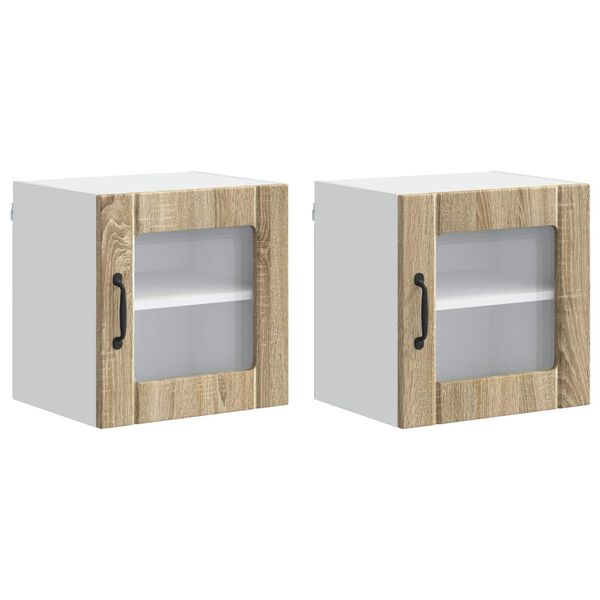 vidaXL Eldh&uacute;s sk&aacute;pur 2 pcs Sonoma Eik 40 x 31 x 40 cm Samsettur vi&eth;ur