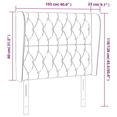 vidaXL Höfðagafl með Eyrum 103x23x118/128 cm Bleik Flauel