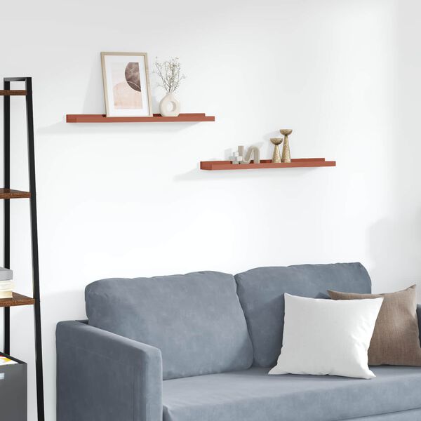 vidaXL Vegghylla me&eth; hillu 2 pcs Rau&eth;ur 60 x 9 x 3 cm Samsettur vi&eth;ur