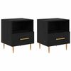 vidaXL N&aacute;ttbor&eth; 2 pcs Svartur 40 x 35 x 47,5 cm Samsettur vi&eth;ur