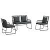 vidaXL Gar&eth;ur bor&eth;sett 3 pcs Svartur og Anthracite p&oacute;l&yacute;rattan