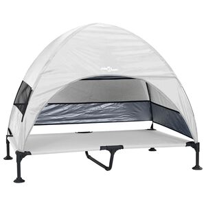 vidaXL Upph&yacute;ft hundar&uacute;m Silfur gr&aacute;tt 127 x 81 x 108 cm Efni og st&aacute;l