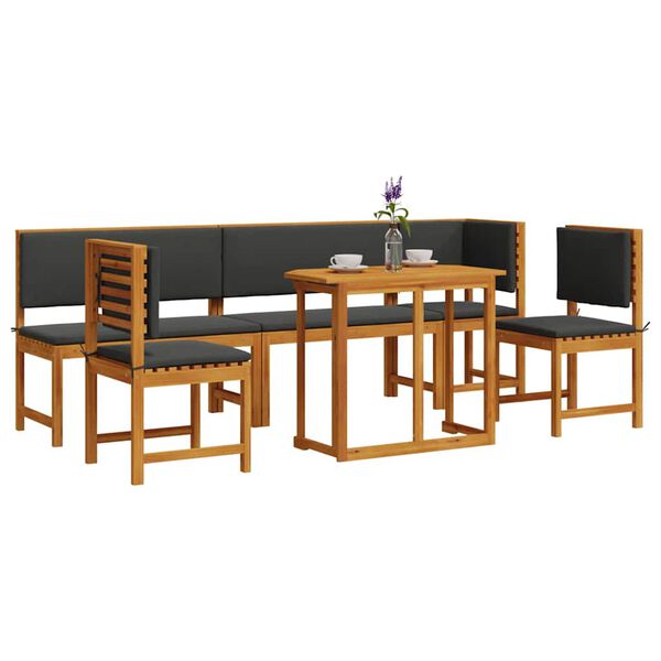 vidaXL Garð Bistro Set 6 pcs Brúnn Gegnheill akasíuviður