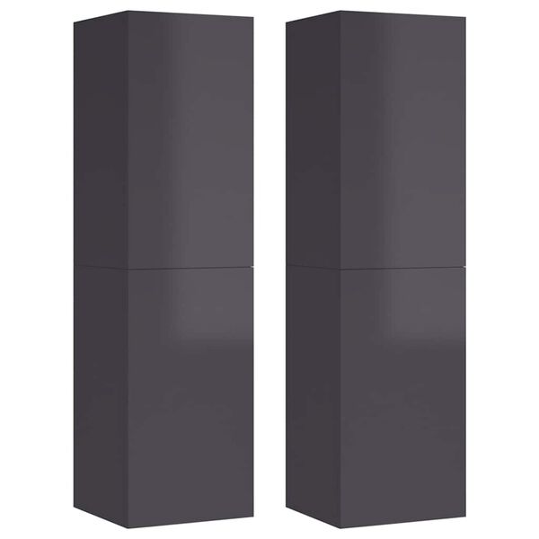 vidaXL Sj&oacute;nvarpssk&aacute;par 2 stk. H&aacute;glans Gr&aacute;ir 30,5x30x110 cm Vi&eth;ur