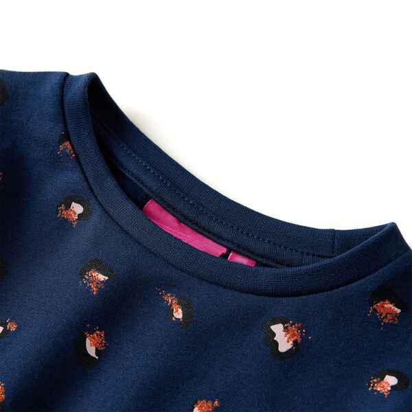 Barnakjóll með Síðum Ermum Dökkblár 128