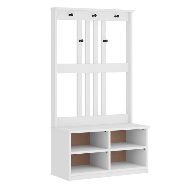 vidaXL Hall Tree SANDNES Hv&iacute;tt 87x40x159,5 cm Solid Wood Furu