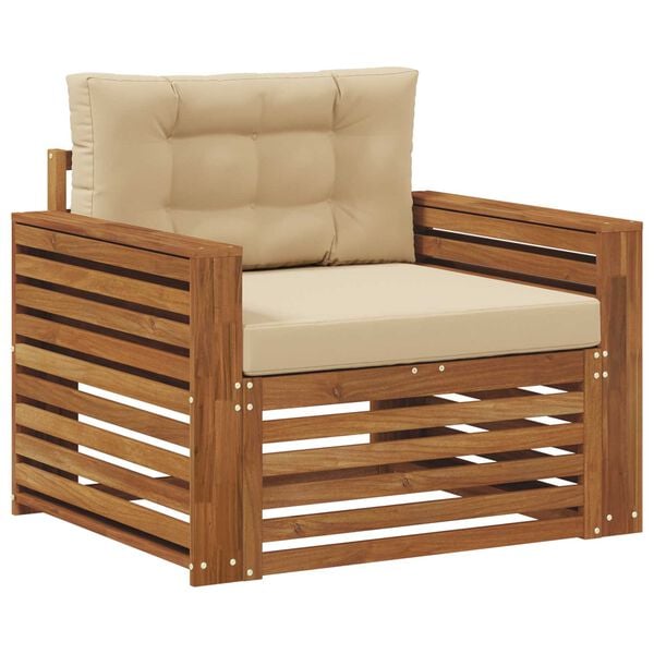 vidaXL &Uacute;ti s&oacute;fasett Solid Akas&iacute;uskei&eth; og P&oacute;lyester N&aacute;tt&uacute;rulegur